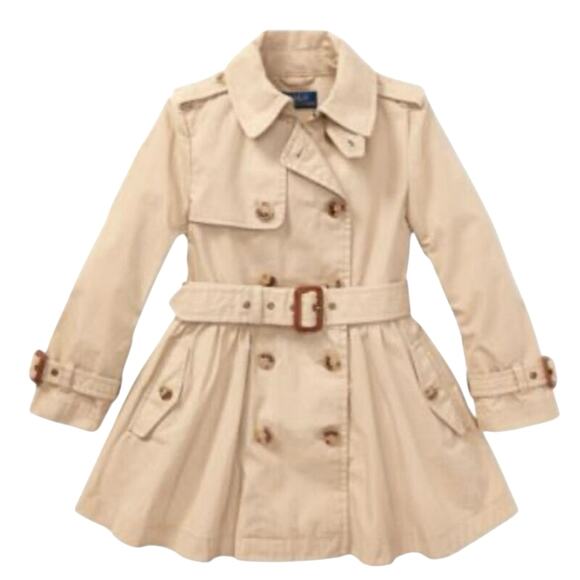 Polo Ralph Lauren Little Girl's Water-Repellent hooded Trench Coat Sz 4/4T - Picture 1 of 11